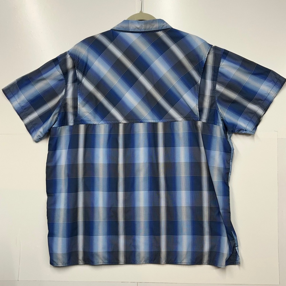 Columbia Mens Omni-Shade Blue Plaid Short Sleeve Button Down Shirt XXL vented - Picture 2 of 9